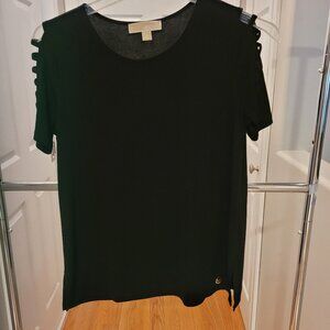 Brand new Michael Kors size medium black top with cutout short sleeve detail